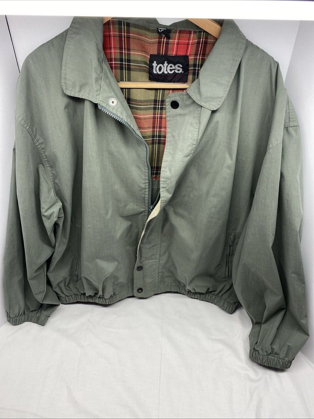Totes Mens Vintage Harrington Style Jacket Sage Green Size XL  Rain Windbreaker